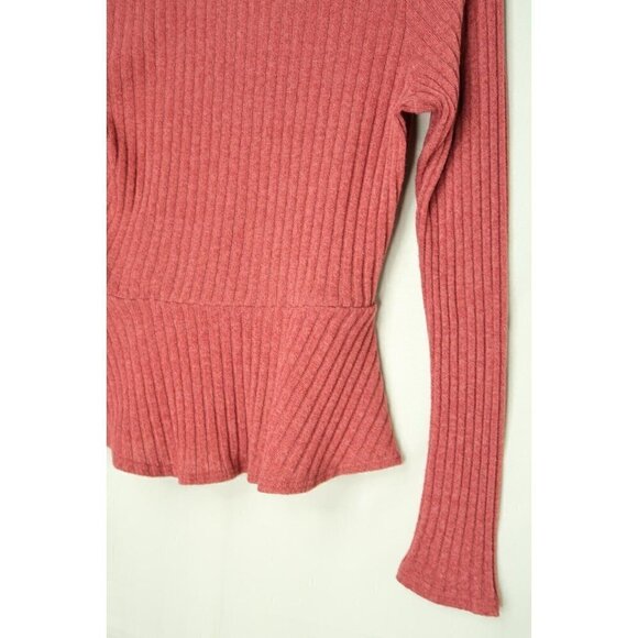 Sienna Sky Red Tunic Style Wrap Top Long Sleeves Ribbed Side Tie Womens XS EUC - Picture 10 of 11